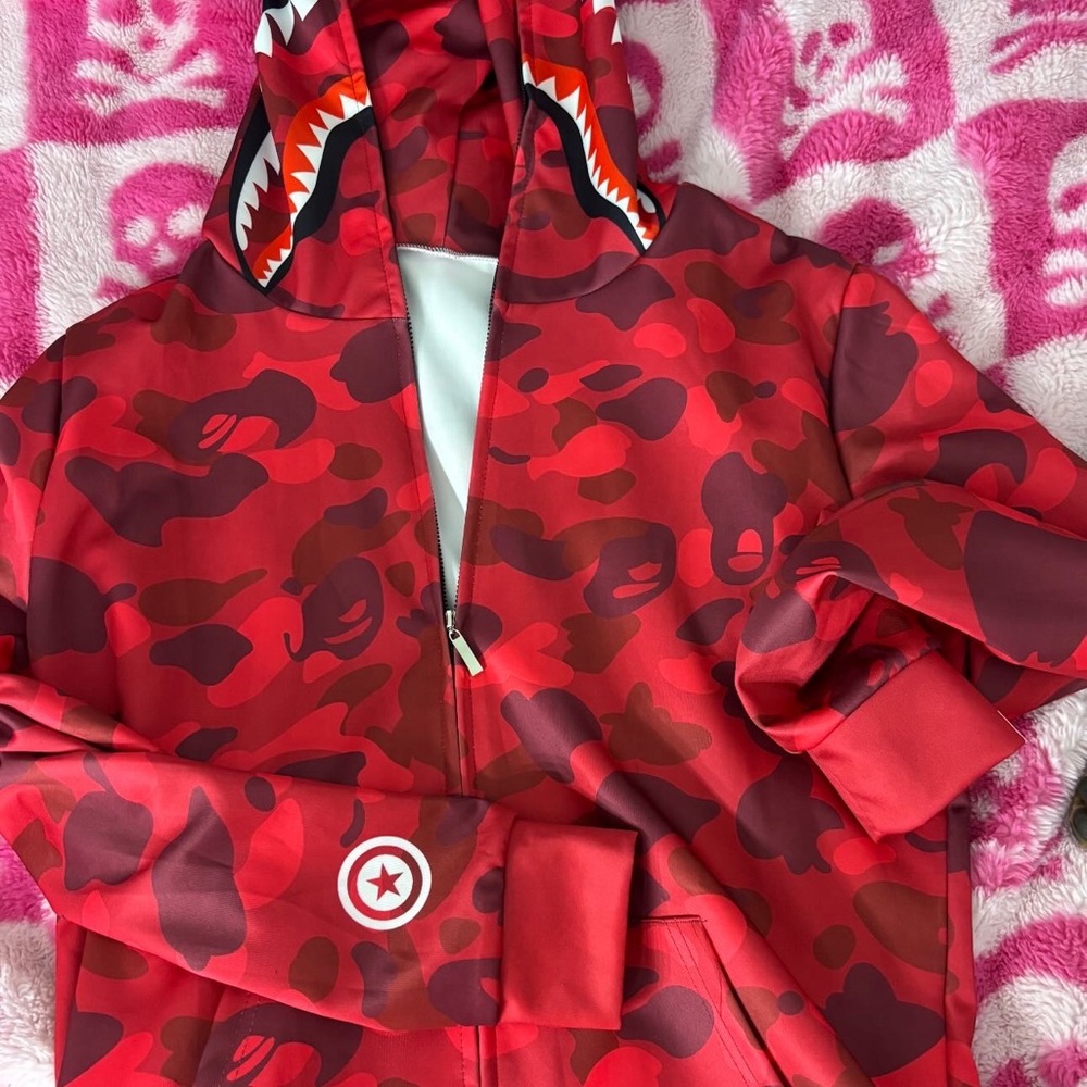 Red Camouflage Shark Hoodie